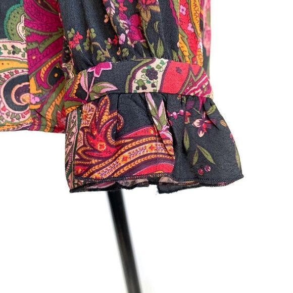 Zara Long Sleeve Floral Piasley Print Blouse - Picture 3 of 7